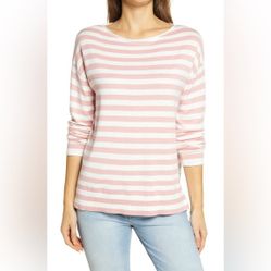 New Caslon pink and ivory stripe top size L