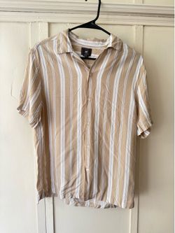 H&M Beige Striped Button Up Shirt