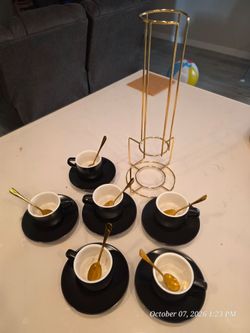 Porcelain 3-Ounce Black Espresso Cups Set of 6