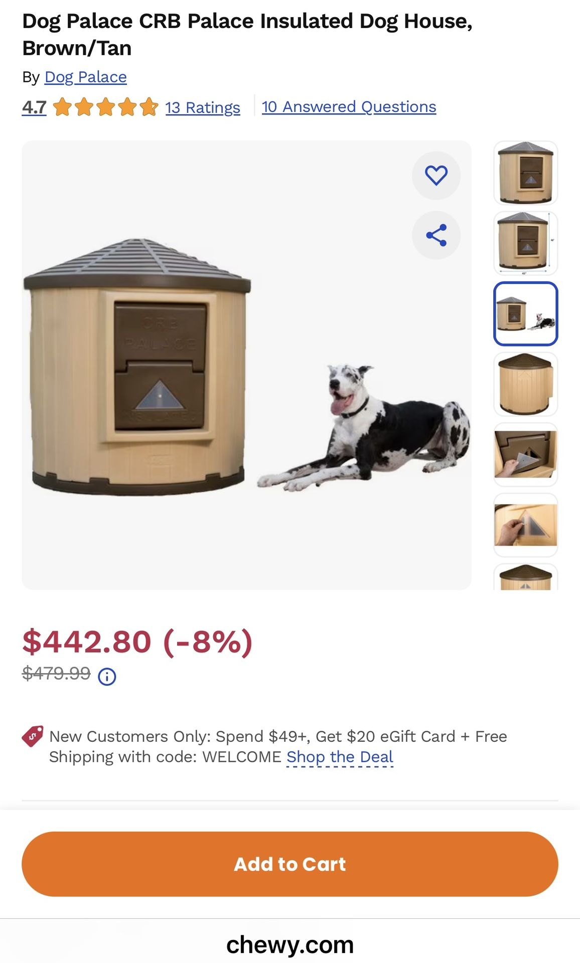 Dog Palace CRB Palace Insulated Dog House,large