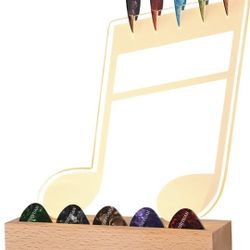 LED Guitar Pick Holder Note Shaped White Light NEW Holds 10 Picks Tested Works