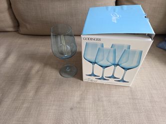 Four Wine Glasses - Blue in Colour - Godinger Sheer