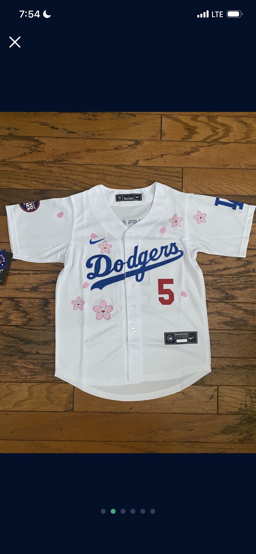 Youth White Los Angeles Dodgers Kike Hernandez Dodgers X Murakami. Tokyo series Jersey Sakura for youth