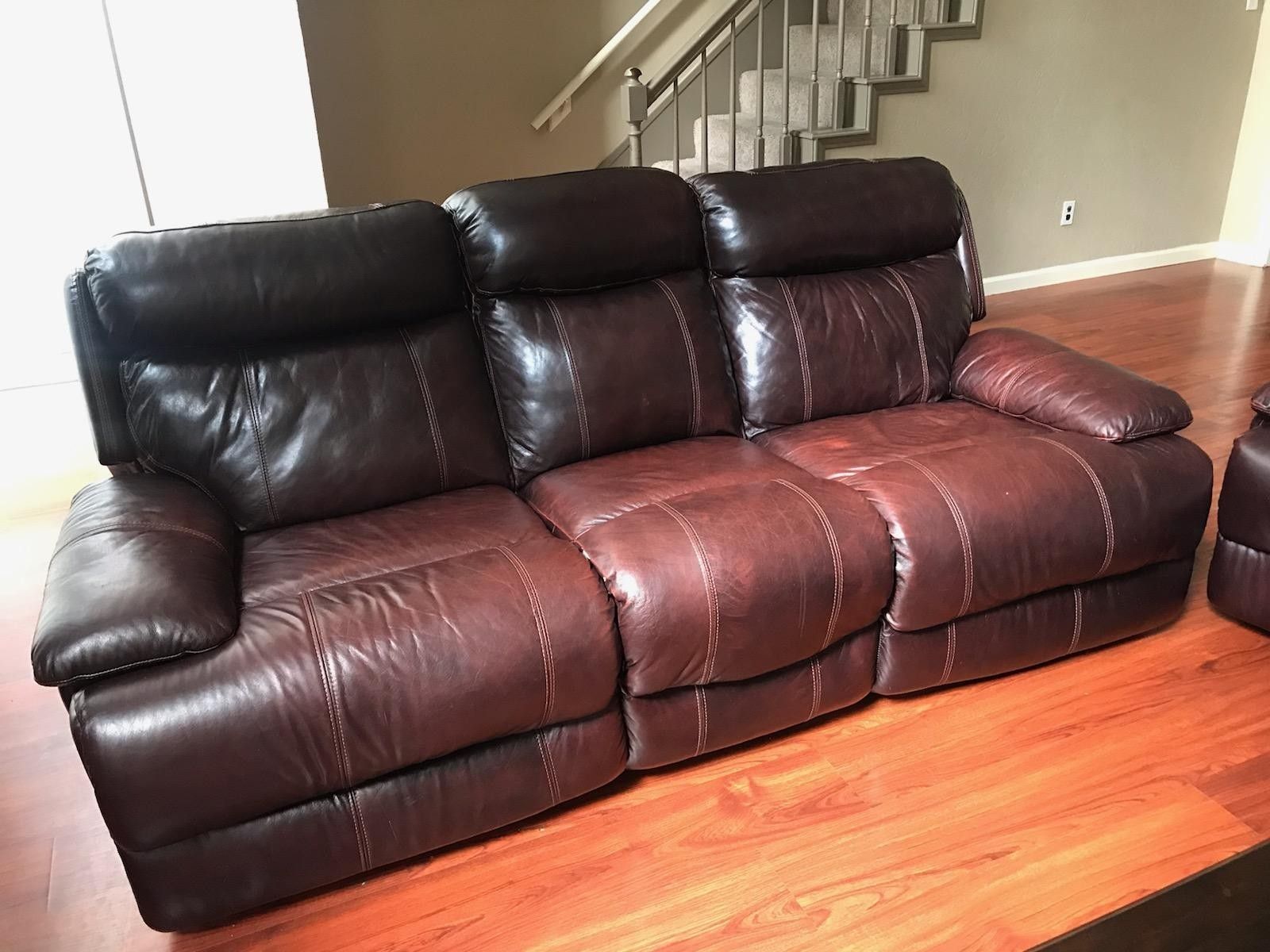 Brown reclining leather couches for sale for Sale in Conroe, TX OfferUp