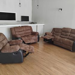 GOOD DEAL! BRAND NEW 3 PIECE RECLINER LIVING ROOM SET $750 INCLUDING DELIVERY!