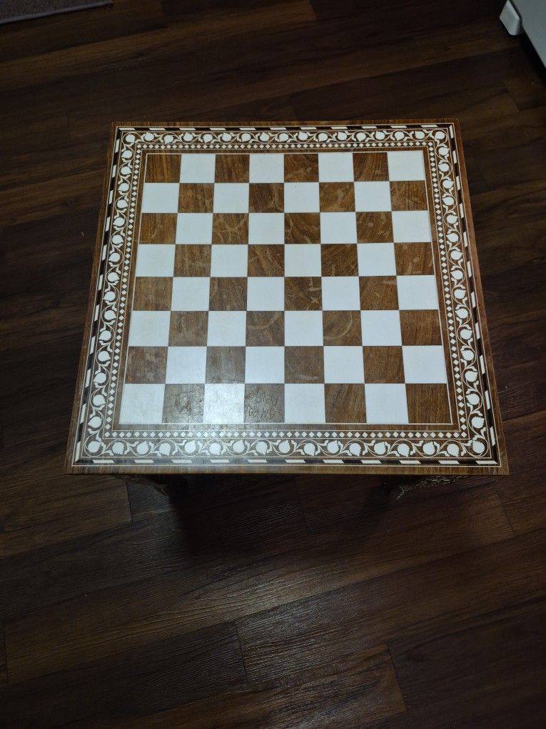 Vintage Wood Chess Table 