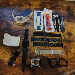 Apple Watch 5 / 10 Bands And Charger / 4 Cases