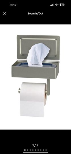 Brushed Nickel Toilet Paper Holder with Shelf and Storage