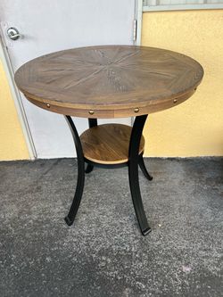 Round Wood Accent Table High Top