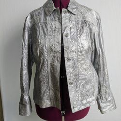 Chico's Metallic Silver Jacket - Size 2