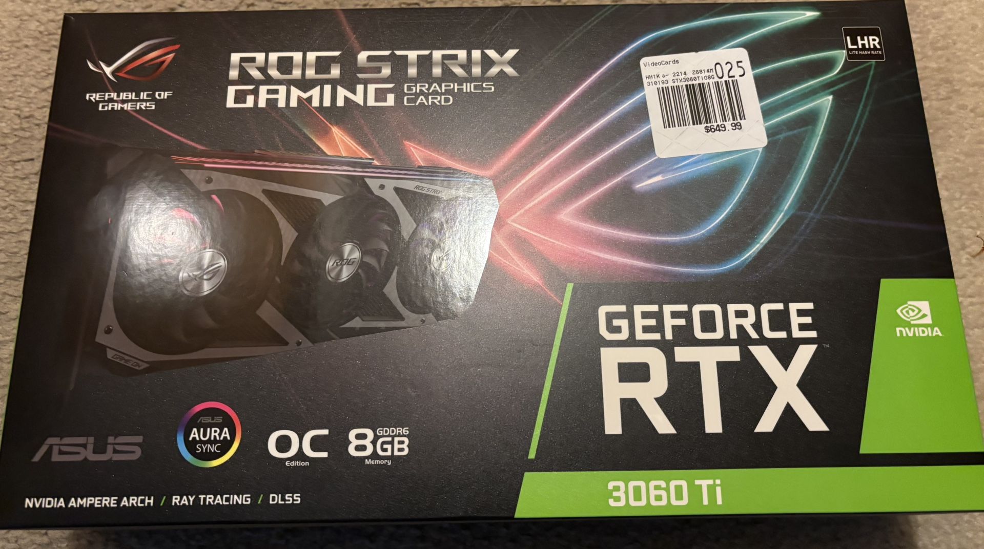 ASUS ROG Strix NVIDIA GeForce RTX 3060 Ti 8GB GDDR6 Gaming Graphics Card