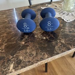 Pair Of 8lb Dumbbells 
