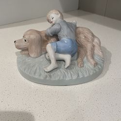 Vintage  lladro Style - Boy and His Dog 