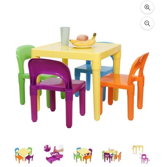 Colorful Children Kids Table with Four Chairs Plastic Toddler Table