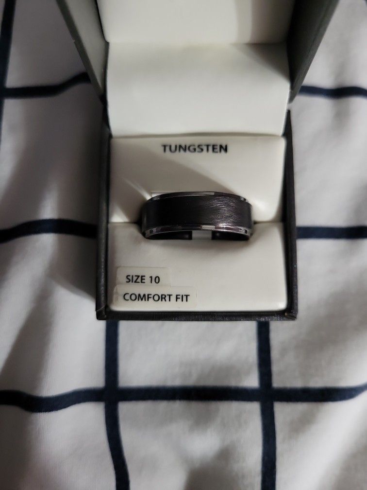 Wedding band Tungsten Steel Black size 10 comfort fit new never worn 