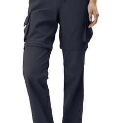 Convertible Pants for Women Hiking Pants Fast Dry Zip-Off Lightweight Waterproof Cargo Pants with Pockets,Navy,XL