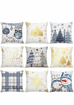 Pillow covers 12x12” come in a set of nine with various holiday designs