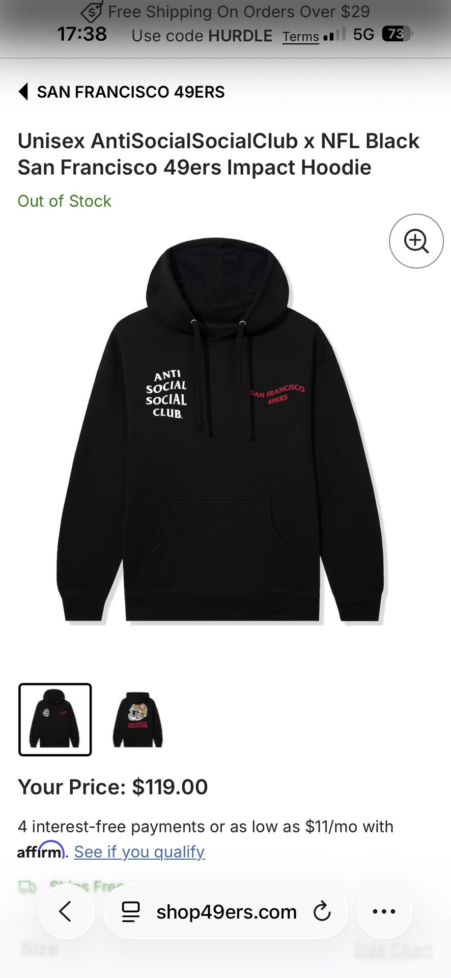 Anti Social Social Club 49ers Hoodie