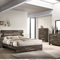 4- Pc Bedroom set Dresser,Mirror  Nightstand (1) Queen size bed frame  Not including Mattress and Box Sp