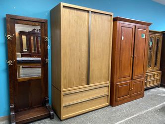 RESTORATION HARDWARE Benzier Armoire in Natural Oak/Champagne