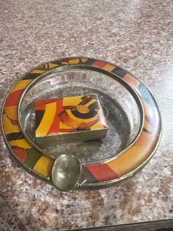 Mid century enamel smoking set