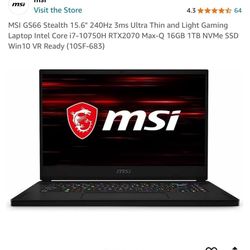 MSI GS66 Laptop 240Hz  i7-10750 RTX2070