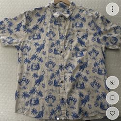 Tan And Blue Like new RVCA XL button Down 