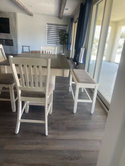 Ashley dining table set with banch and chairs