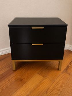 Modern Black & Gold 2 Drawer Nightstands – Set of 2