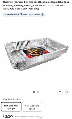 Full-Size Disposable Aluminum Foil Pans Pack of 14