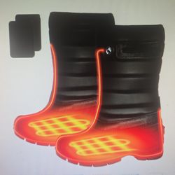 Heated Boot - Men and Women Non-Slip Water Proof Electric Heating Shoe, Upgraded 6000mAh Battery Pack (Black Women's, 12-13)