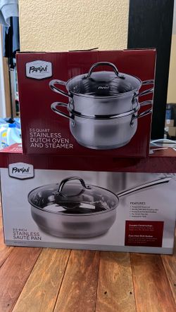 Parini Stainless Dutch oven/steamer and 9.5 inch Sauté Pan