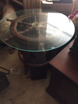 Ship wheel side table
