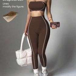 Shen 2 Piece Brown Workout Set- Medium