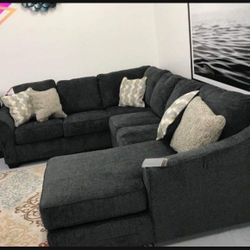 Brand New ✅ Dark U Shape 4 Piece Sectional Couch Chaise 🌟 Delıvery Avaılable 👍