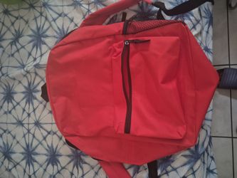 Red backpack.