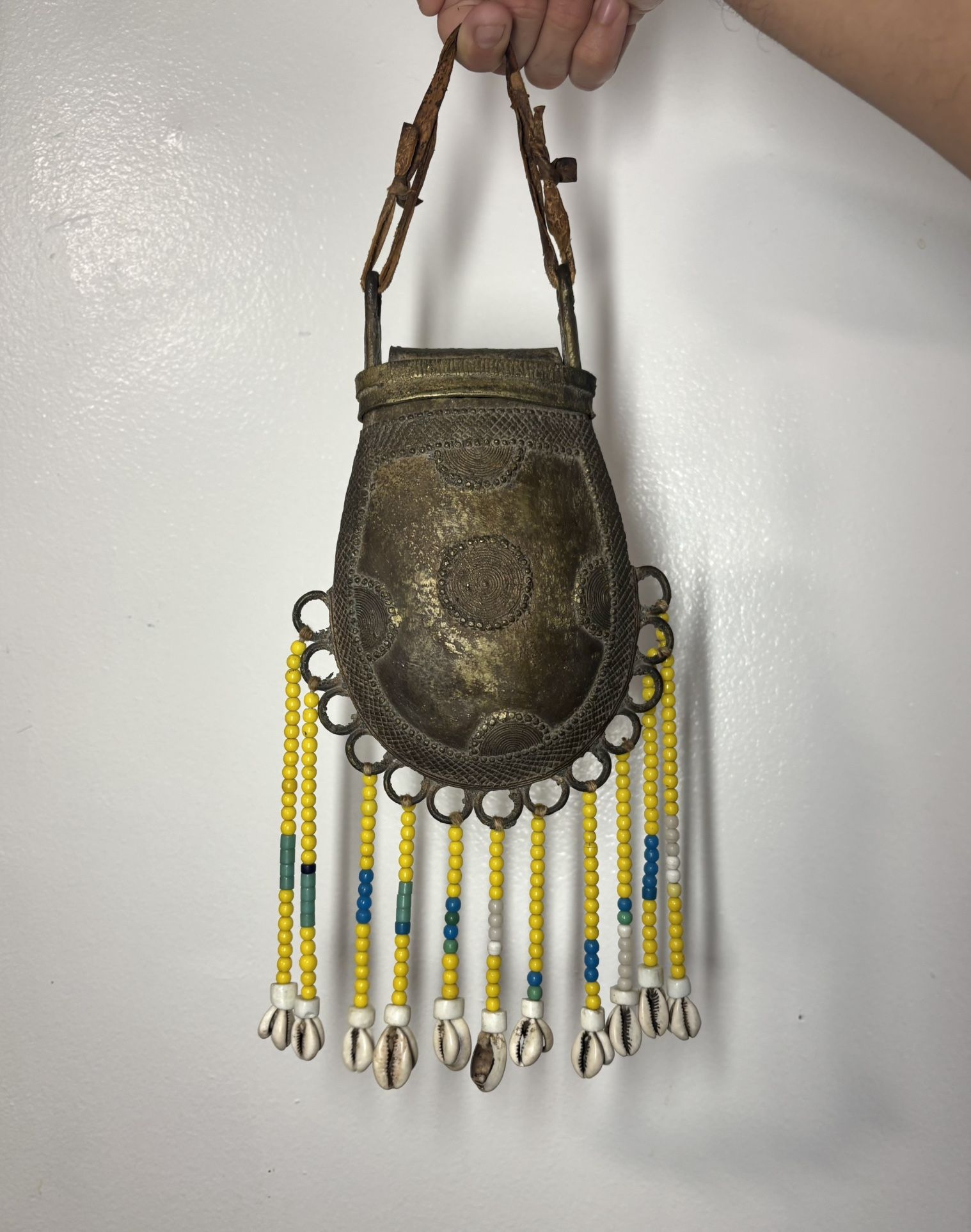 Antique Bronze Medicine Bag Beaded African Pouch