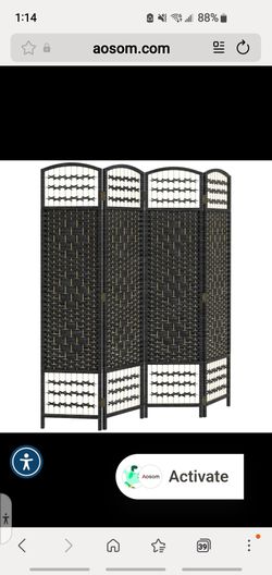 4 Panel Room Divider ~NEW~ Folding Screen, 5.6' H, Black