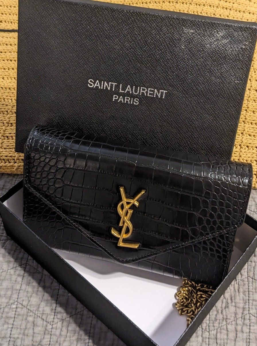 YVES SAINT LAURENT Faux Crocodile Leather Shoulder Bag NEED GONE ASAP!!!