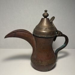 19th Century Antique Brass Islamic Dallah Hand Hammered Coffee Pot