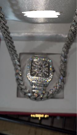 Moissanite watch and chain