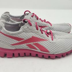 Reebok Womens Realflex Gray Pink Running Shoes Low Top J84833 Size 8.5 