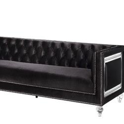 Glamorous Deep Button Tufting Heibero Sofas W/Mirror Trin & Inlayed Crystals