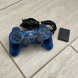 PlayStation 2 ps2 OEM blue controller and memory card