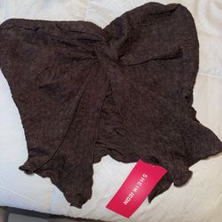 Twist front split hem tube BROWN top 