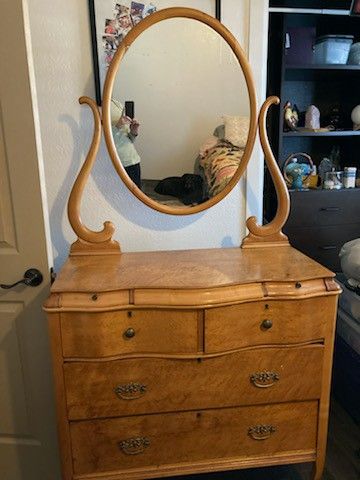 1930's Maple Burl Antique Dresser