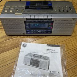 GE General Electric Model 7-4965 Stereo FM/AM/Clock Radio Cassette Recorder
