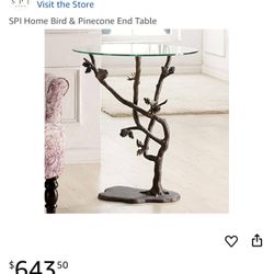 SPI Home Bird & Pinecone End Table