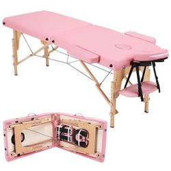 Adjustable Massage Bed 2 Sections Folding Massage Couch Portable Spa Table with Headrest/Armrest/Hand Pallet Adjustable Salon Bed Face Cradle Bed