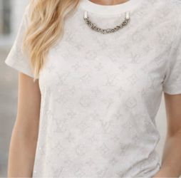 Elegant White Designer Monogram T-Shirt size Small